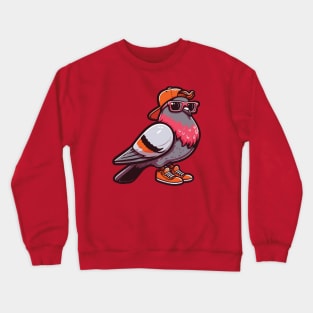 a cool Pigeon with orange cap and shoes and pink sunglasses Crewneck Sweatshirt